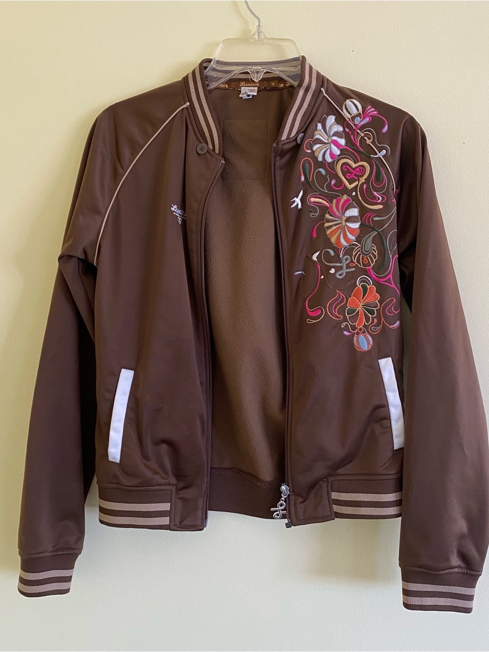 Luxurie Brown Embroidered Women's Bomber Jacket